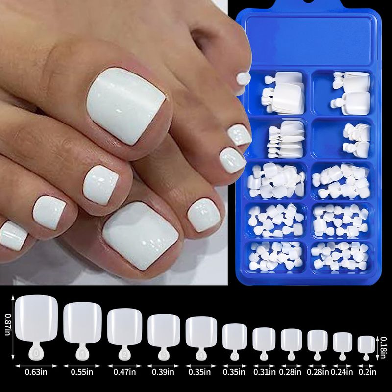 100 stuks effenkleurige teennageltips Eenvoudige geavanceerde dames in doos gemaakte teennagelkunst Nageltips_voghion.com