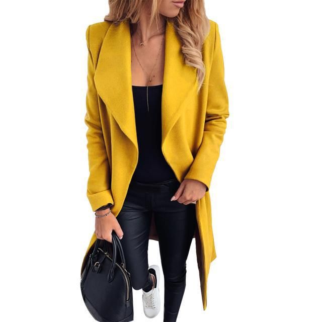 Women's Clothing Autumn And Winter Models 6 Colors Loose Large Size Solid Color Casual Suit Collar Long Sleeve Woolen Coat_voghion.com