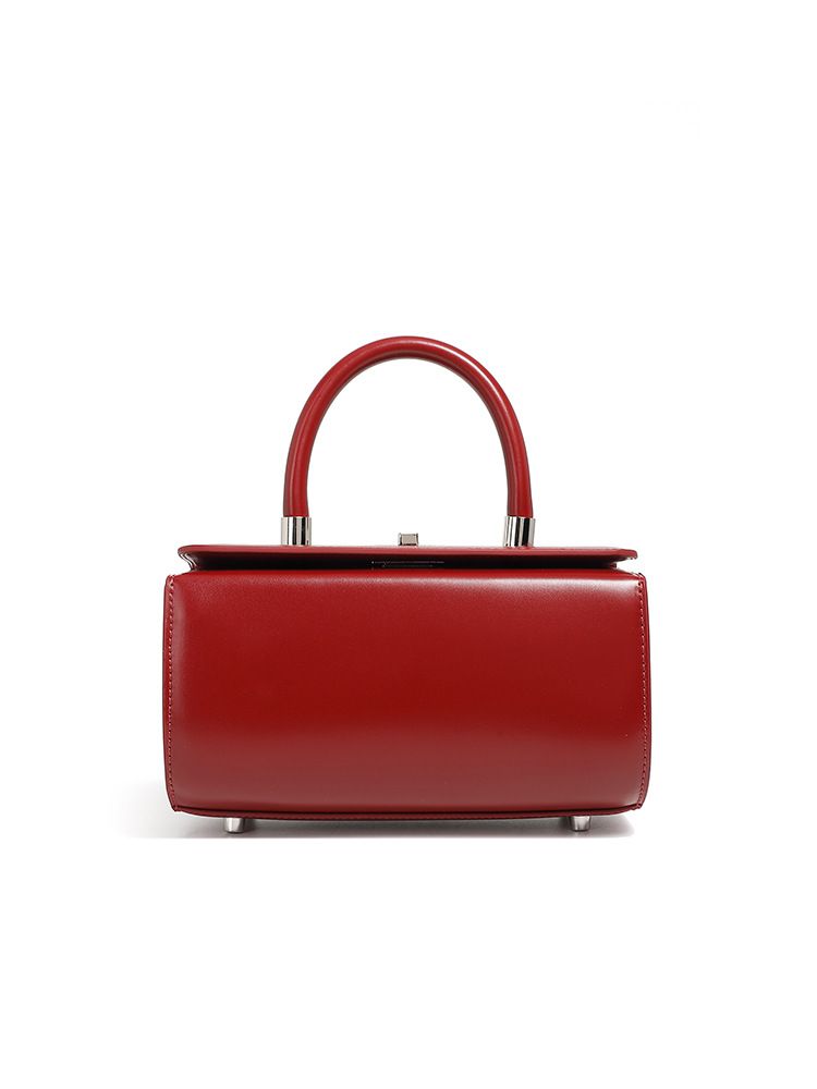 Niche Design Small Square Genuine Leather New Cowhide Single Shoulder Crossbody Women's Handheld Box Bag_voghion.com