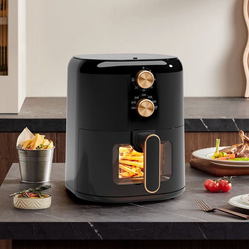 Air Fryer 4-in-1 With 4.5 QT Capacity, Air Fry, Roast, Reheat, Dehydrate, Air Crisp Technology With 400F For Hot, Crispy Results In Just Minutes, Black_voghion.com