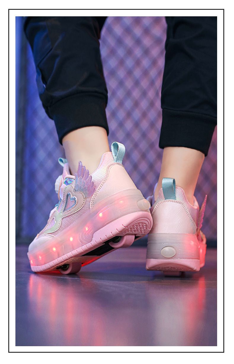Bērnu apģērbs Meiteņu spīdoši skriešanas apavi, augstas kvalitātes skrituļslidas, populāri bērnu sporta apavi ar sietu, skolēnu divriteņu slidas_voghion.com