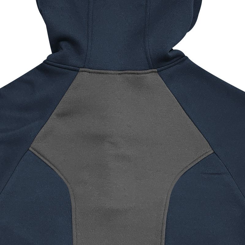 Men's Clothing New Long Sleeved Stand Up Collar Casual Pullover Hooded Half Zip Block Plus Velvet Sweatshirt_voghion.com