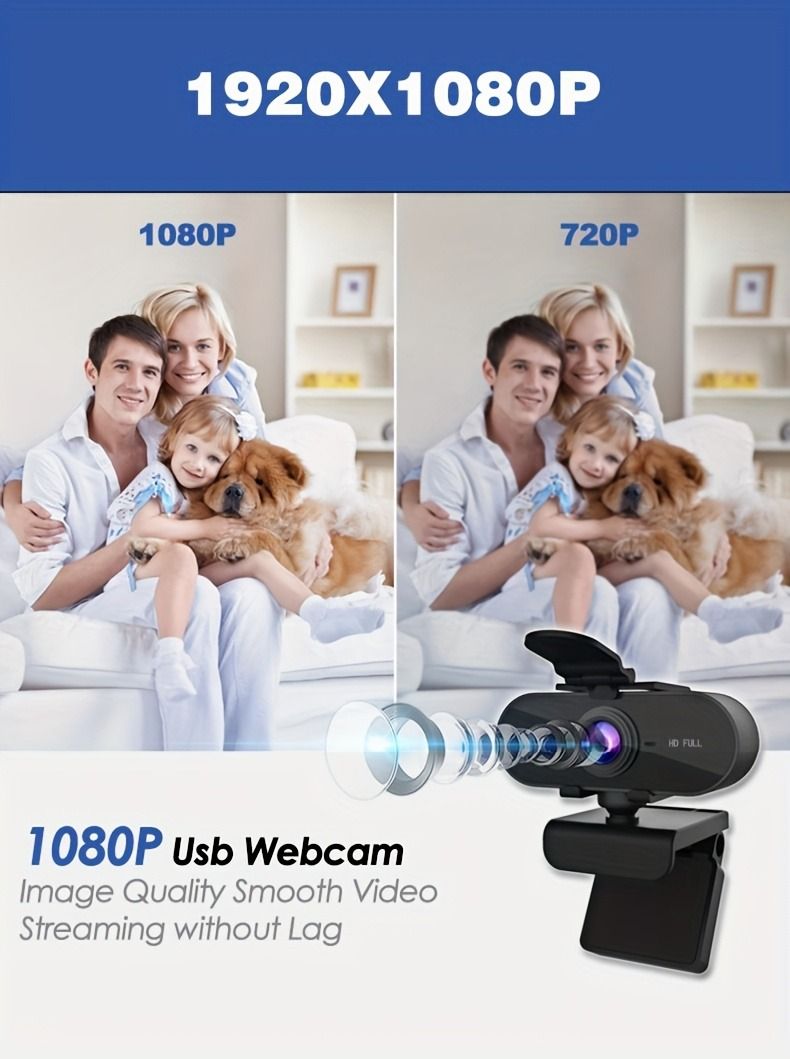 1080P Full HD Computer Webcam With Microphone Voice Call Conference Live Privacy Cover Stand Gaming Binding Live Web_voghion.com