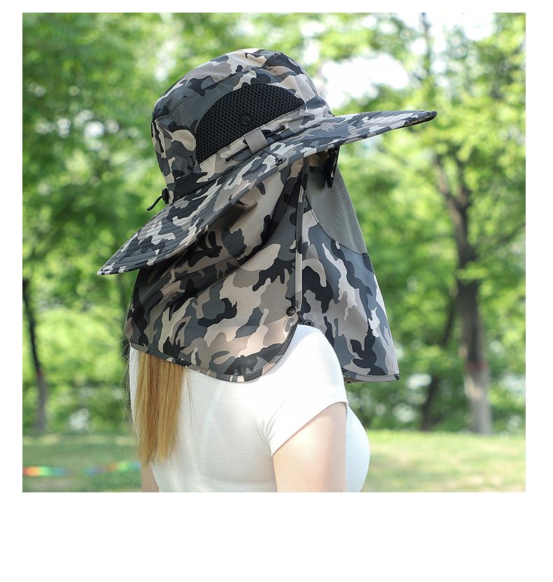 Chapéu de verão feminino com proteção total para rosto e pescoço - Chapéu de ciclismo para áreas externas com aba larga FPS 50+ (design respirável e leve)_voghion.com