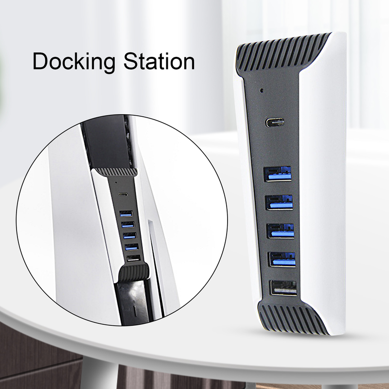 Kunjiuyou Dockingstation-Erweiterung, stabiler Ausgang, 5-in-1-Treiberfreie Übertragung, 5-Port-Erweiterungs-Hub-Ladegerät, USB-Extender für PS5, Schwarz_voghion.com