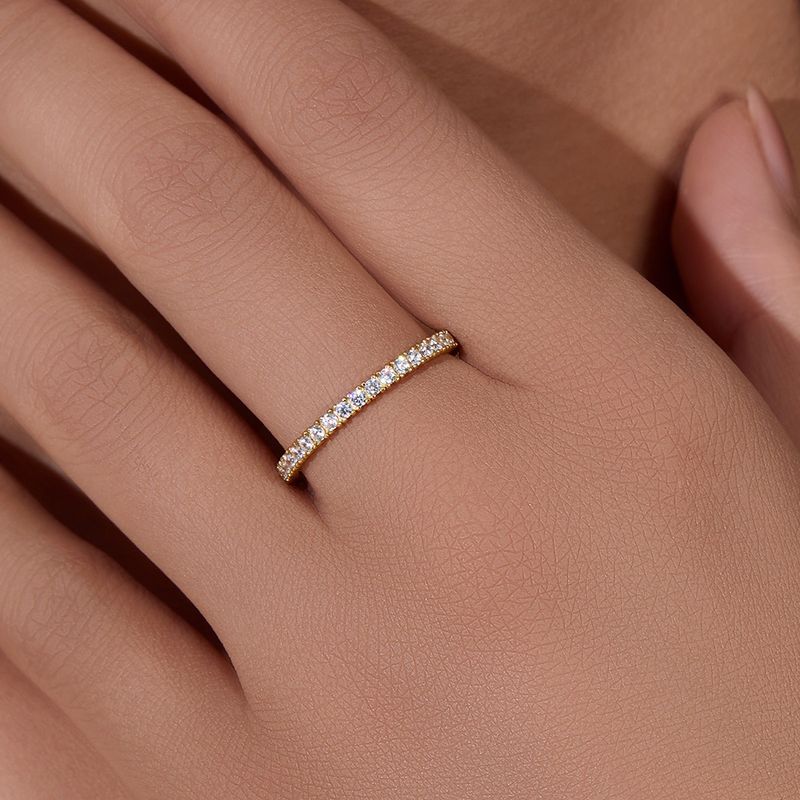 Bague en argent sterling pour femme, bijou en micro-incrusté de zircons, entièrement en diamants, tendance et simple, à superposer, idéal pour la main_voghion.com