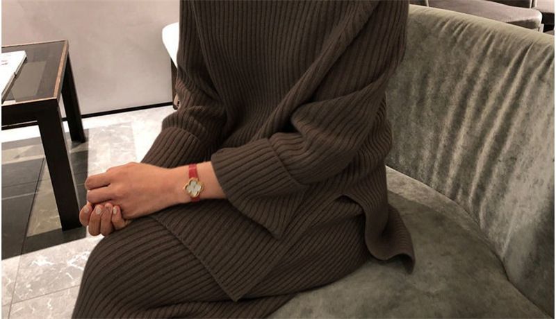Women's Clothing Large size suits for women two piece suits autumn new fashion high end loose knit sweaters sweaters wide leg pants_voghion.com