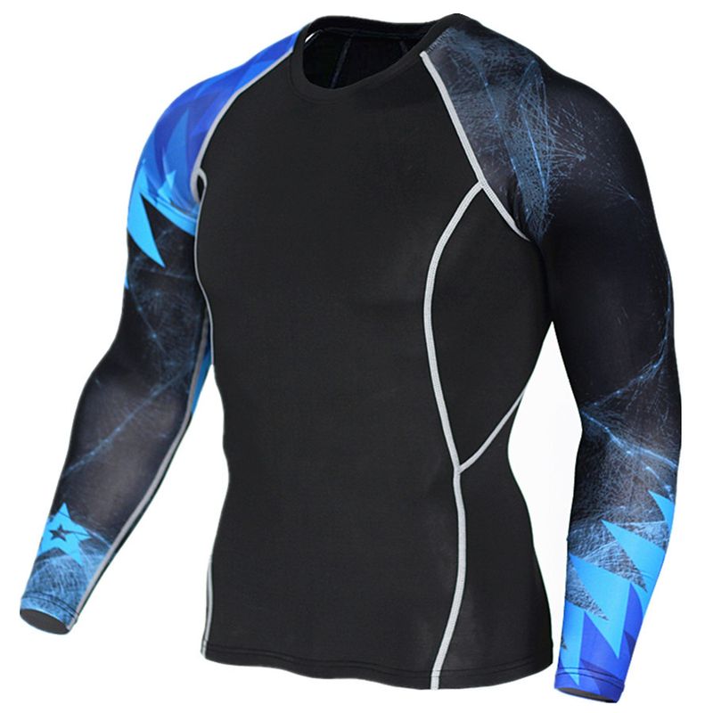 Maglietta a compressione sportiva adatta a tutte le stagioni con maniche a braccio, t-shirt traspirante a maniche lunghe ad asciugatura rapida per uomo, taglie forti_voghion.com