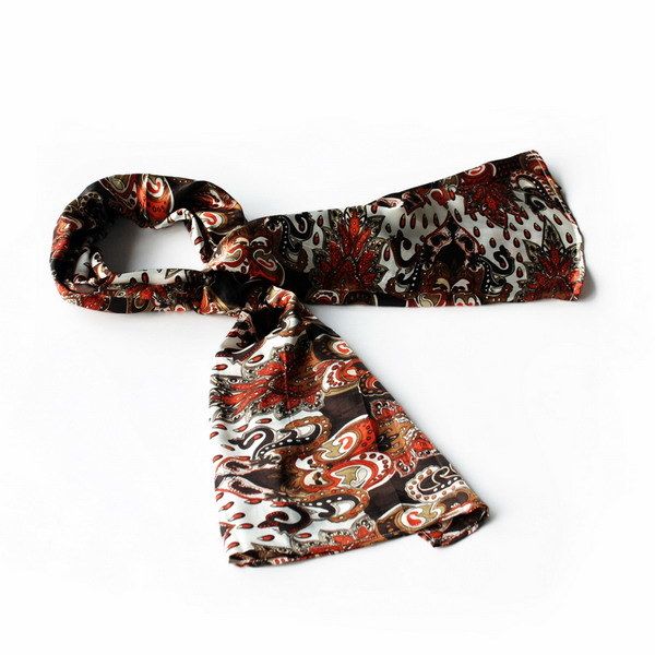 Blando Brown Distinctive Stylish Paisley Pattern Fashion Soft Natural Silky Scarf/Wrap/Shawl(Small)_voghion.com