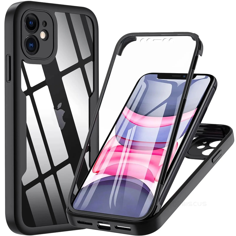 360 Degree Case For IPhone 13 12 11 Pro Max 15 14 Plus XS MAX XR Transparent Cover Full Body Red Built-in Screen_voghion.com