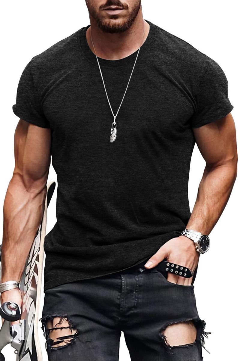 Herrenbekleidung Übergröße Einfarbig Kurzarm Lässig Reinweiß Herren T-Shirt Tops_voghion.com