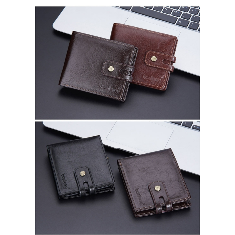 Baellerry New Paragraph Men's Short Wallet Retro Multi-card Buckle Wallet Simple Zipper Coin Purse_voghion.com