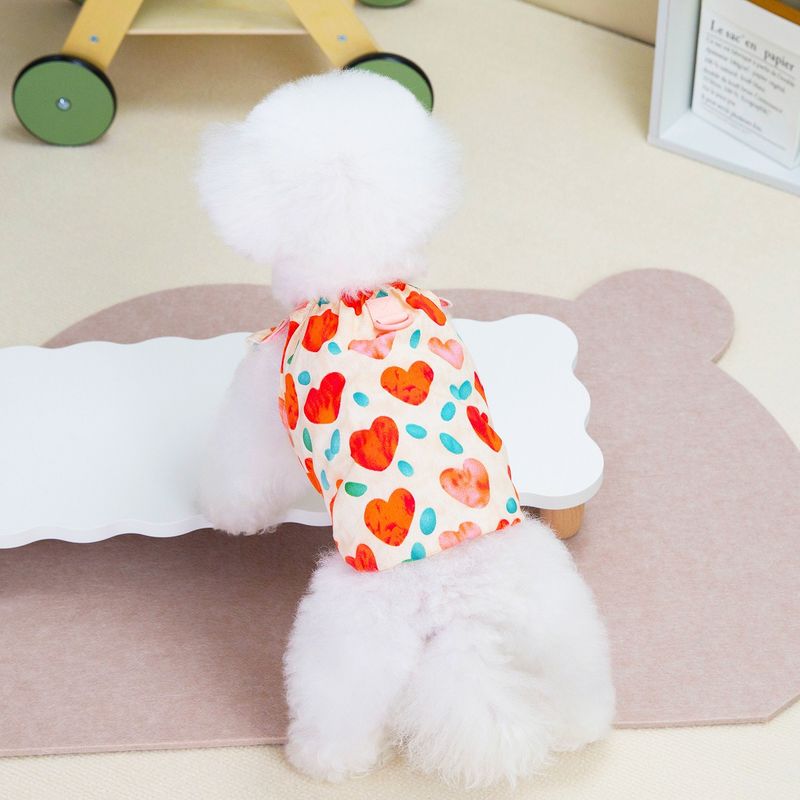 Maglietta estiva con cinturino sottile a forma di cuore, abbigliamento per cani di piccola e media taglia, Teddy Bichon_voghion.com