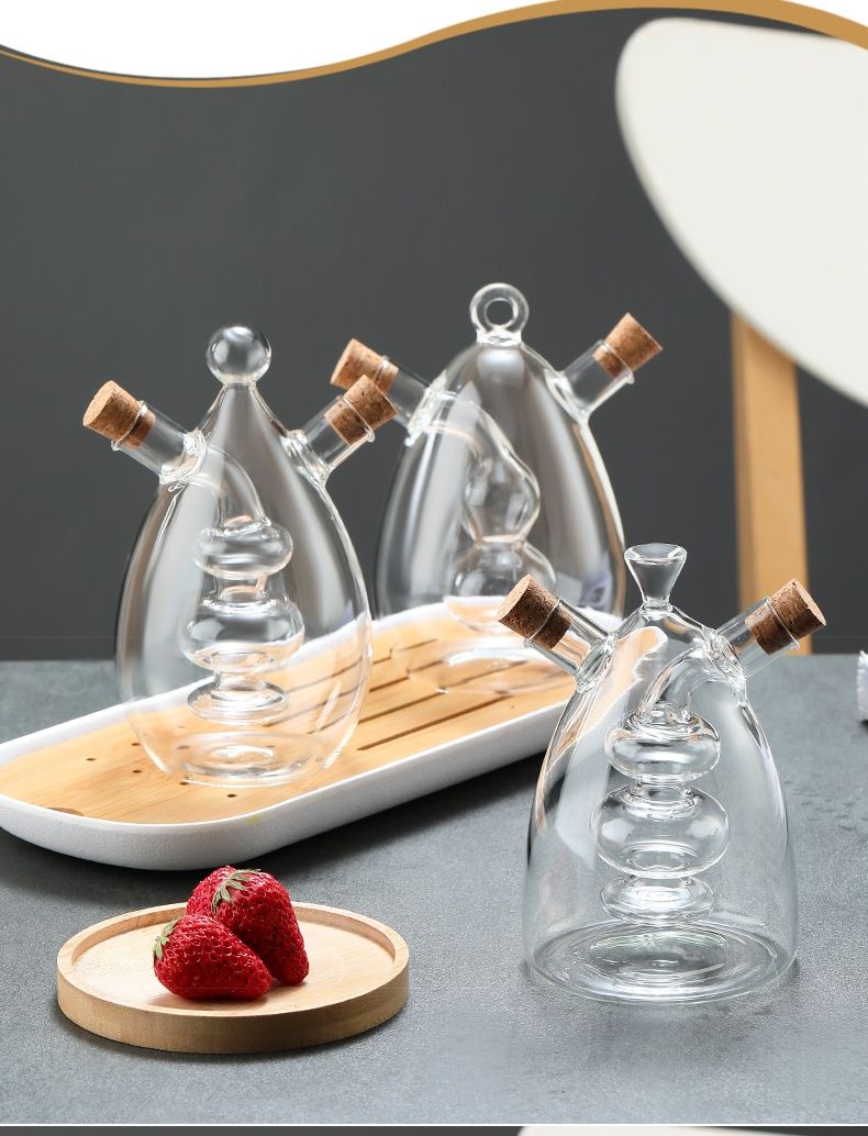 Creative Household 2-in-1 Kitchen Soy Sauce Vinegar Seasoning Btle Sealed Thickened Lead-Free Double-Layer Glass Oil_voghion.com