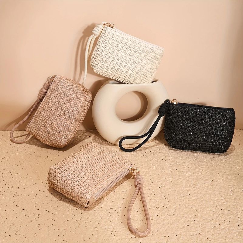 Straw Change Bag, Women's Woven Bag, Mini Clutch Bag, Cosmetic Storage Bag, Small Bag._voghion.com