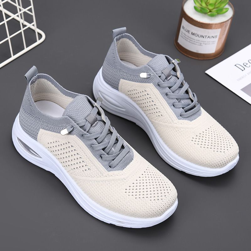 Women's 2025 New Casual Lace-up Sock Mesh Shoes Soft Sole Sneakers For Women_voghion.com