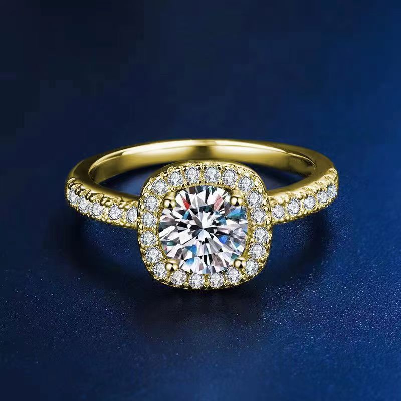 Klassischer High-End-Prinzessin-Quadrat-Taschen-Moissanite-Hochzeits-Verlobungsring für Frauen Valentinstag-Geschenkring_voghion.com