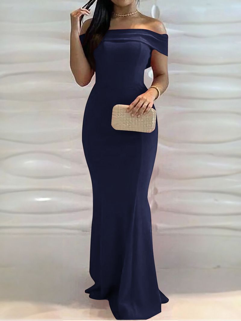 Robe de soirée élégante moulante taille haute pour femme, coupe ajustée, style sirène, asymétrique, bleu marine, noir, bleu_voghion.com