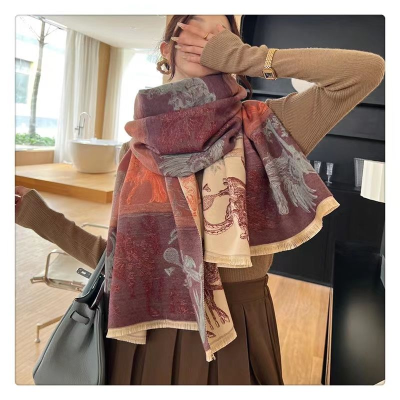 Jesenski i zimski šal za žene 2023. Novi kineski stil, svestrani zadebljani gornji odjevni predmeti, dvostruke namjene, topli ogrtač, zrak_voghion.com