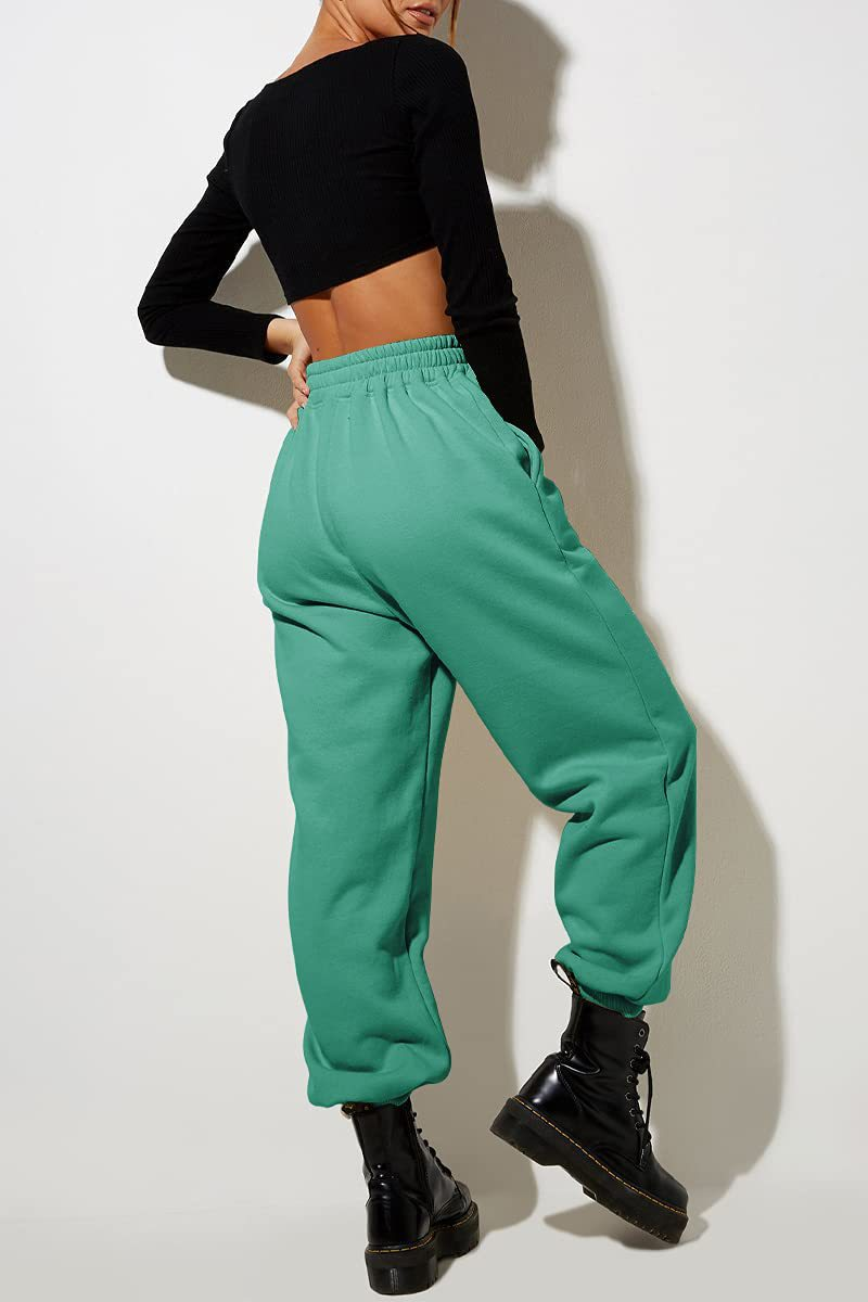 Pantaloni casual sportivi in tinta unita da donna con gambe larghe_voghion.com