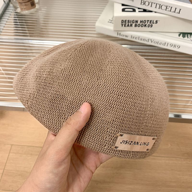 Berretto nero in stile coreano per donna, primavera ed estate, tessuto traspirante, reversibile, berretto sottile in avanti, testa grande_voghion.com