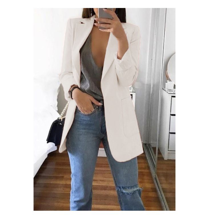 Dammode casual kostym lapel slim cardigan stil kostymjacka_voghion.com