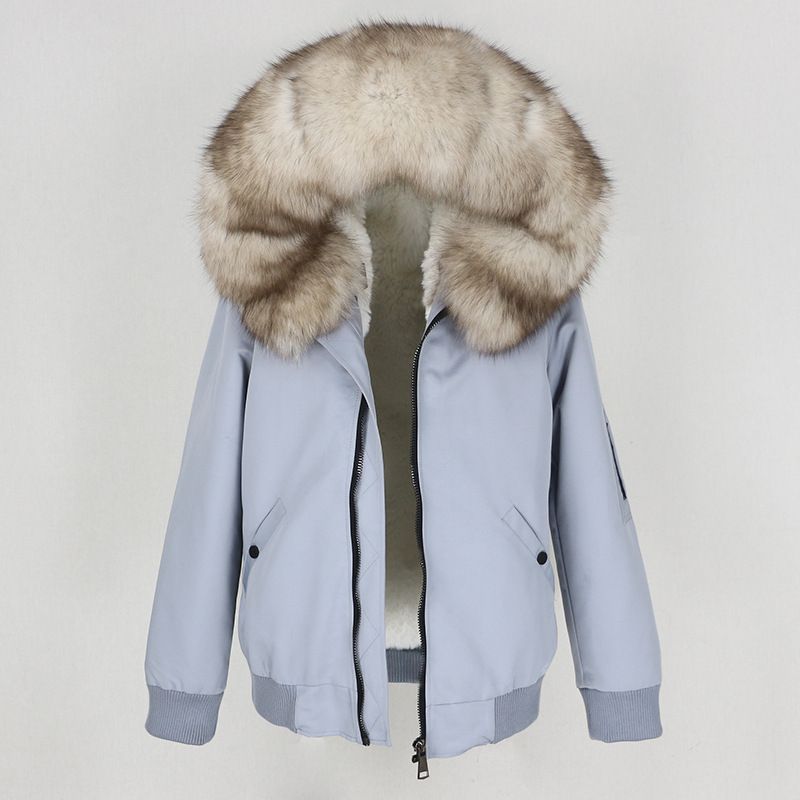 Women's Clothing New Style Parka With Thickened Artificial Fur Lining, Detachable Real Fur Large Fur Collar Jacket For Women_voghion.com