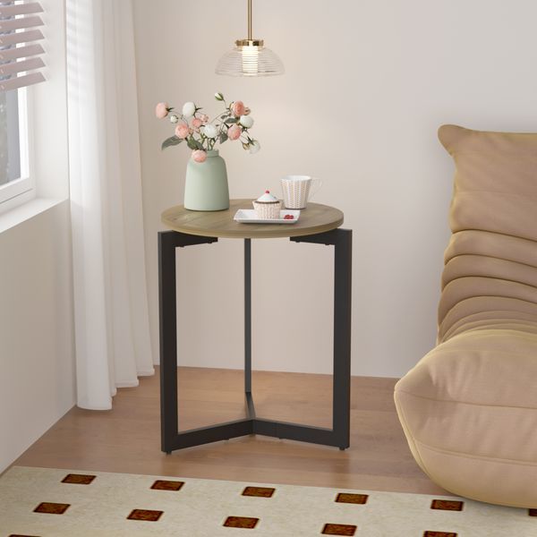 19.68'H Round Side Table, Round Accent End Table With Sturdy Metal Frame, Round Nightstand, For Living Room, Bedroom, Balcony, Office_voghion.com