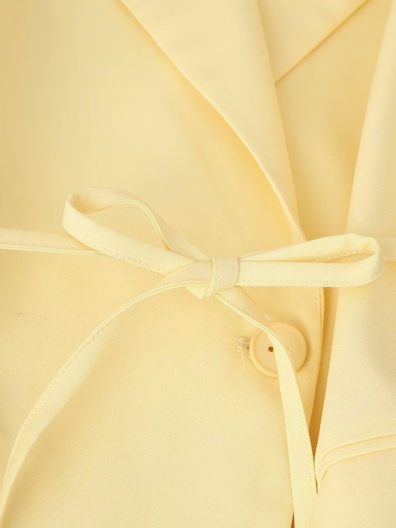 Blazer con cintura da donna – Giacca stile trench con spalle larghe (nero/giallo, S-L)_voghion.com