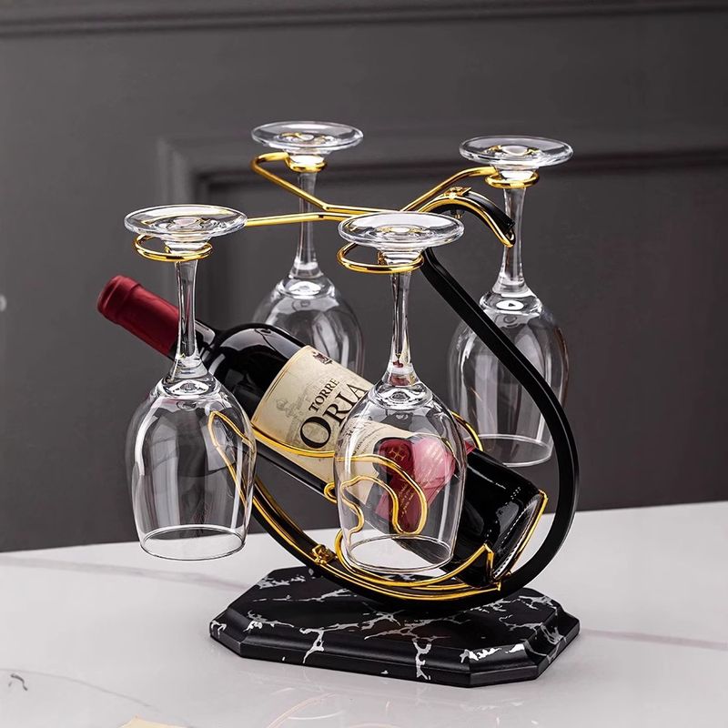 Chinese Style Home Hanging High Stem Swan Ornament New Red Wine Glass Set Rack_voghion.com