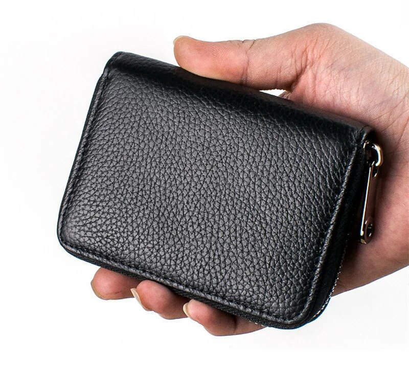 Portatarjetas con 20 retenes, funda para tarjetero de PU para negocios, Banco de crédito, tarjeta de identificación, bolsa para monedas, carteras antidesmagnetización_voghion.com