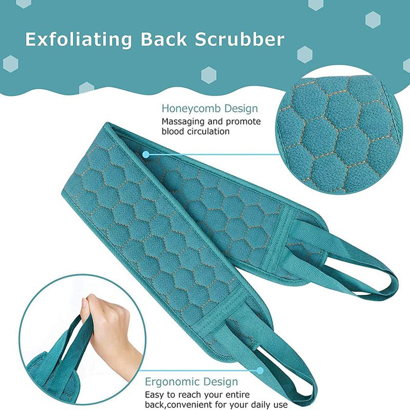 Exfoliating Body Scrubber Set - Includes Back Scrubber, Bath Glove And Shower Bath Sponge Loofah_voghion.com