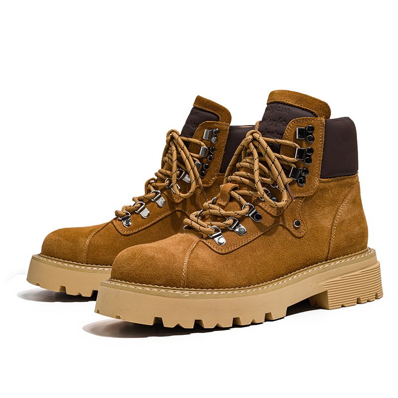 Cowhide Outdoor Tooling Boots Retro American Medium Tube Seven-hole Martin Boots Couple Thick-soled Heightening Desert Men_voghion.com