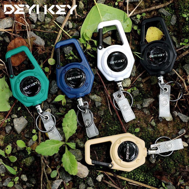 Retractable Elastic Rope Outdoor Portable Buckle Anti-Lost Extended Cord High Resilience Easy Pull Keychain_voghion.com