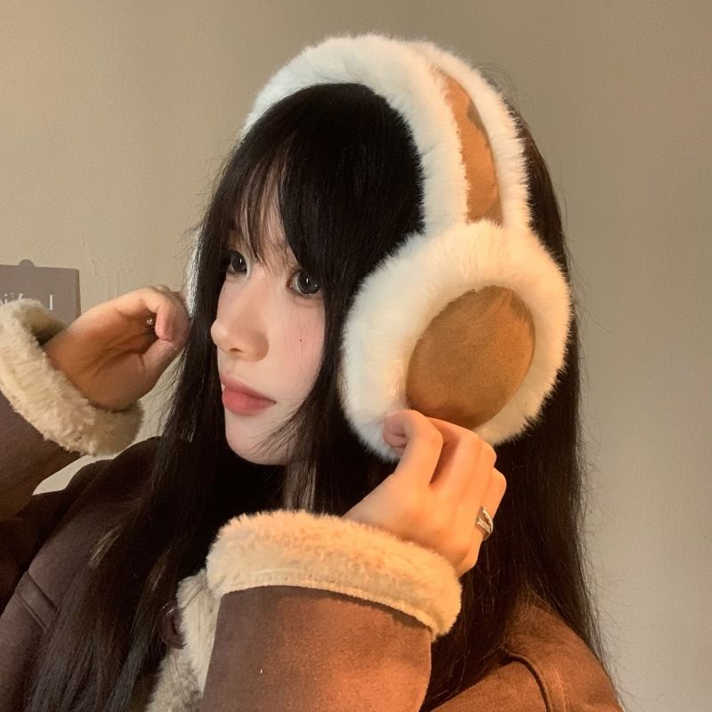 Cache-oreilles en daim et peluche pour femme, cache-oreilles chauds en velours, résistants au froid, idéal pour le cyclisme, tendance hiver_voghion.com