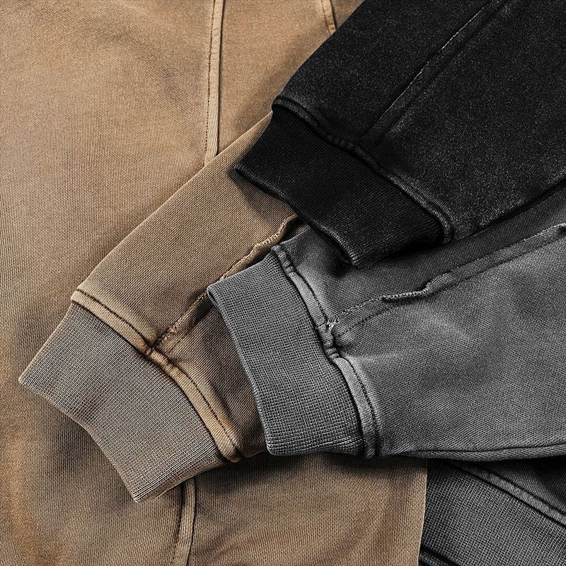 430GSM Wax-Dyed Distressed Hooded Jacket – Raw-Edge Zip-Up Overshirt (Unisex Vintage Streetwear, Boro Wash Effect)_voghion.com