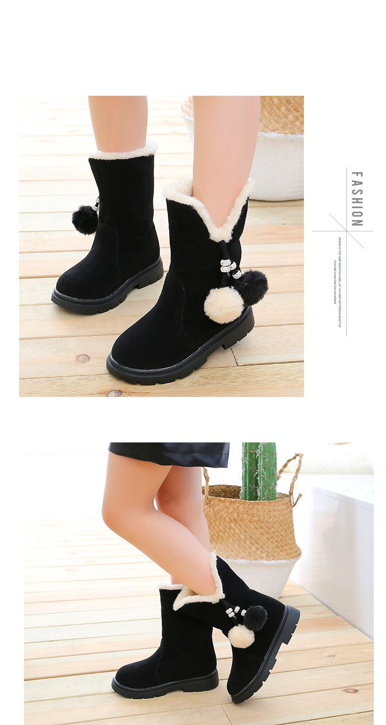 2024 Herbst/Winter Mädchen Lange Eltern-Kind Prinzessin Hairball Schneestiefel, Kinderschuhe, Damen Samt_voghion.com