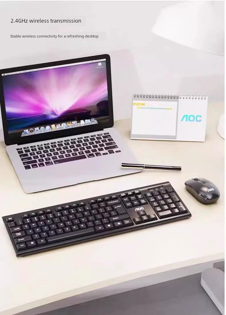 Bezdrôtová klávesnica a myš AOC KM402, počítač, notebook, vodeodolný dizajn, kancelária, domácnosť_voghion.com