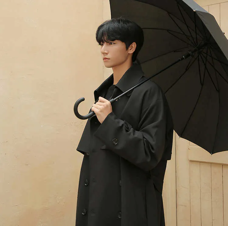 Herren Mauroicardi Frühling Herbst Lange Übergroße Trenchcoats für Männer Schärpen Zweireiher Lässige Lose Koreanische Mode_voghion.com