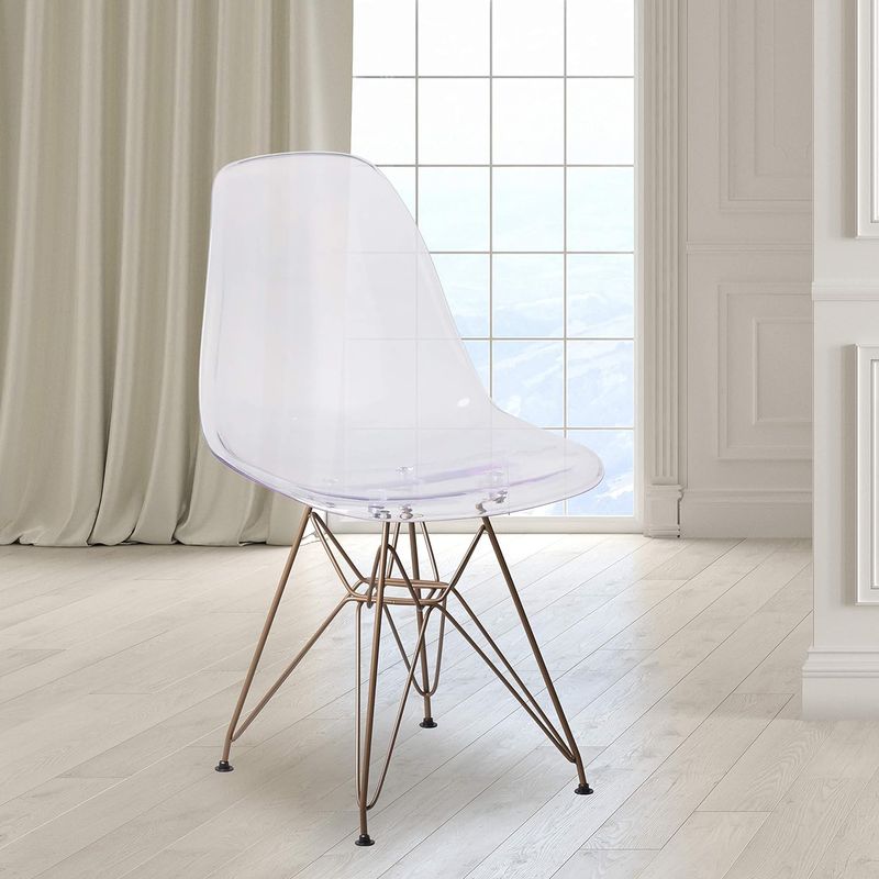 2 Pack Eames Chair Eiffel Tower Golden Base Ghost Chair Side Dinning Chair Transparent_voghion.com