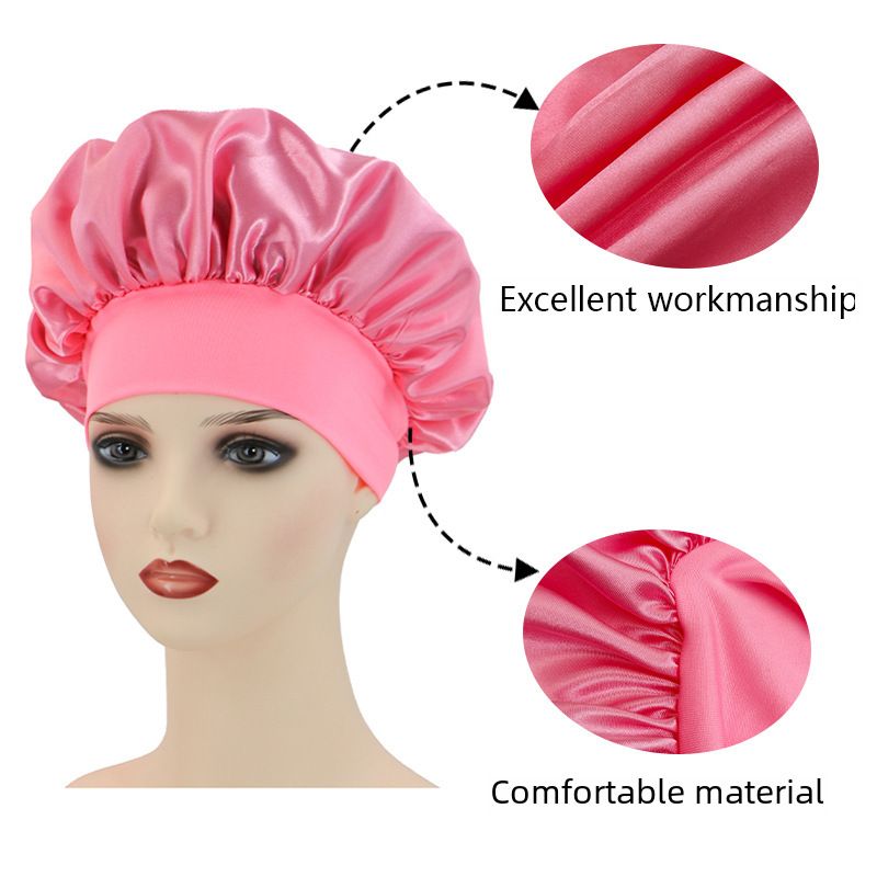 Cuffia da notte in raso per la cura dei capelli, cuffia da bagno a tesa larga, sottile e altamente elastica, per la cura dei capelli da donna in chemioterapia, Satin Beauty_voghion.com