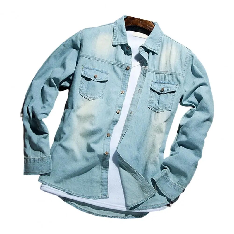 Trendy Knöpfe Match Hose Cardigan Herren Jeanshemd Mantel_voghion.com