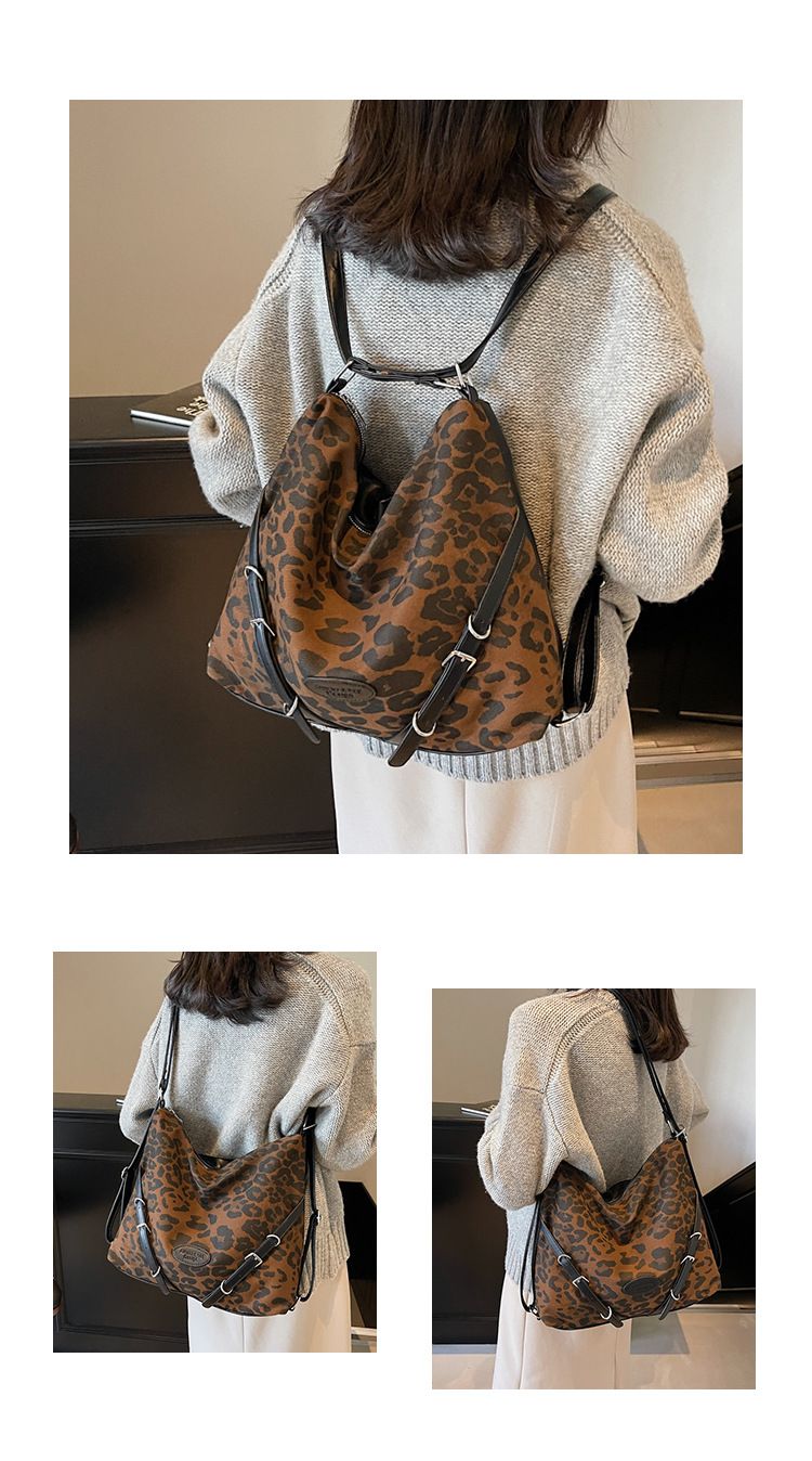 Borsa alla moda con stampa leopardata, zaino a tracolla, tracolla regolabile, borsa in tela, grande capacità, borse a tracolla per donna_voghion.com