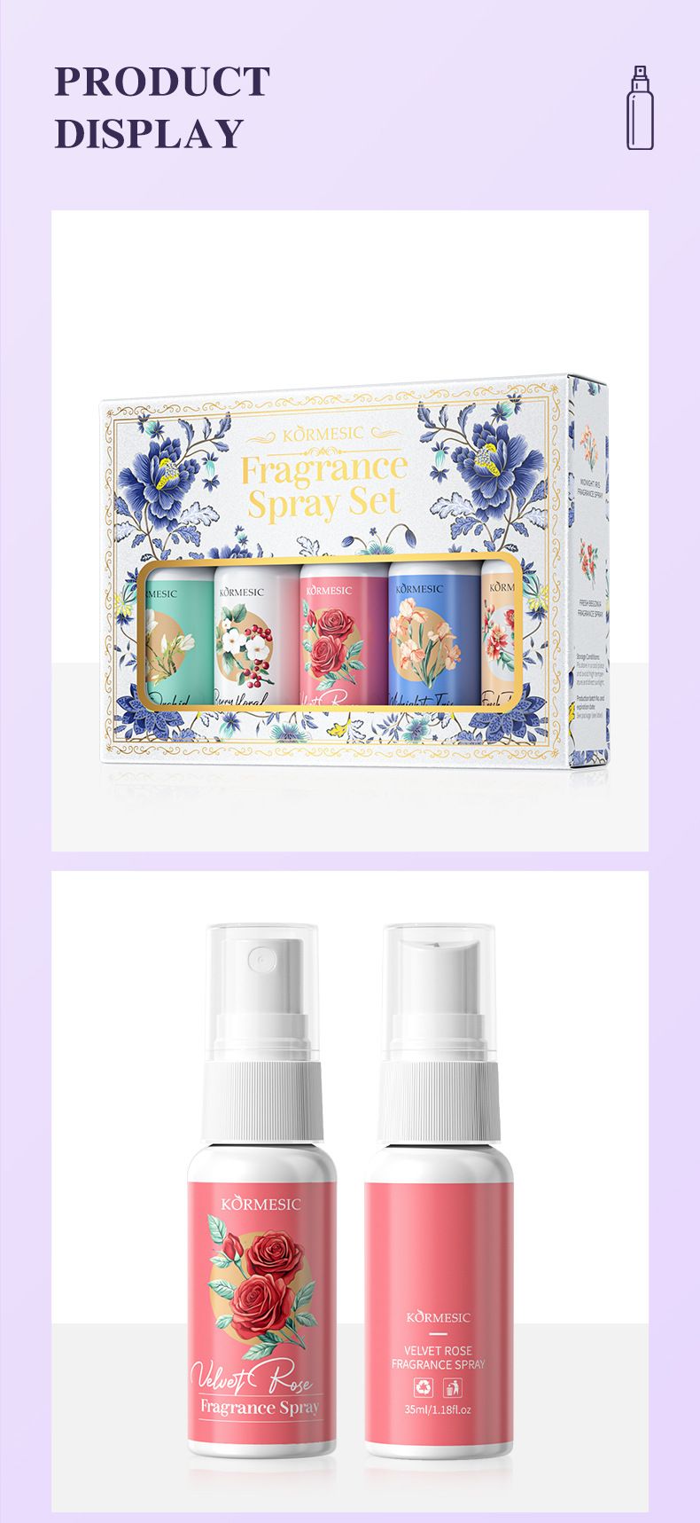 KORMESIC Romantic Floral Fragrance Spray Kit 35ml+35ml+35ml+35ml+35ml_voghion.com