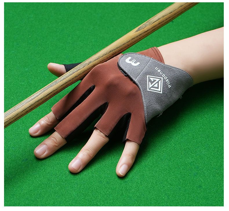 Luva de bilhar de meio dedo para mão esquerda, lisa, elástica, em seda gelada, respirável, antiderrapante, fina, com fecho de velcro._voghion.com