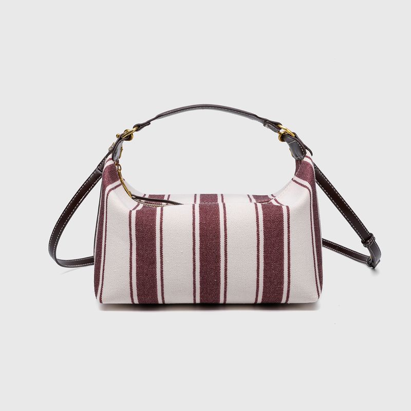 Borsa a tracolla casual con tracolla e decorazione a strisce laterali, nuova borsa a tracolla in pelle cerata e olio ZA 2025_voghion.com