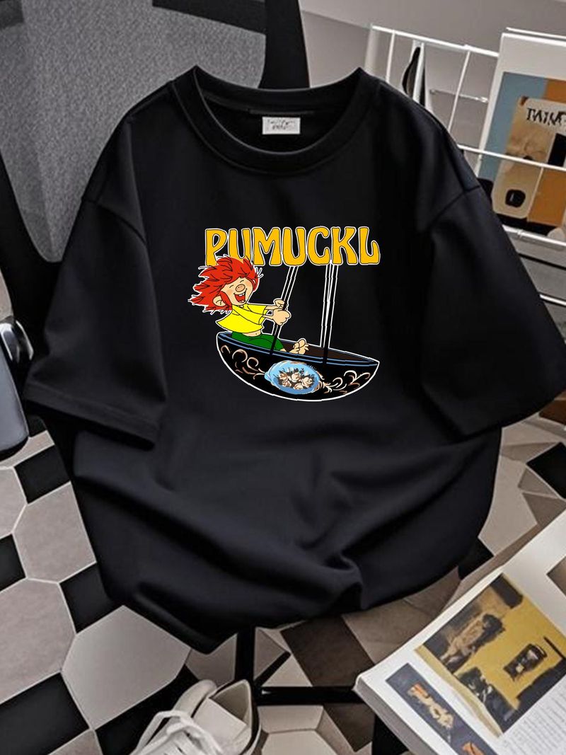 Camiseta NWT Pumuckl Swing con personaje ficticio divertido, suave, de verano, estilo urbano, elegante, para uso diario, cómoda, transpirable, a la moda, informal_voghion.com