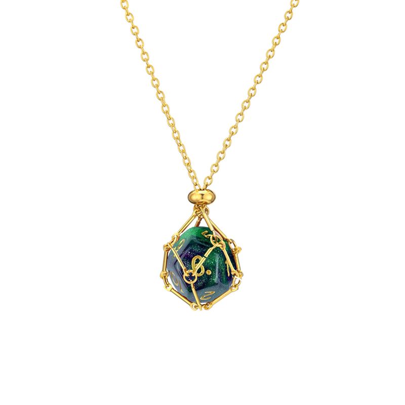 Collana con ciondolo in cristallo naturale e bambù intrecciato - Borsa in rete di pietra grezza con dadi a forma di costellazione e catena in metallo per maglione in stile boho e hippie (18")_voghion.com