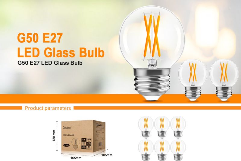 Vintage LED Edison Bulb G50 - E27 Base 120V 90 CRI Clear Glass Dimmable (Warm White 2700K Energy Saving Decorative Lighting)_voghion.com