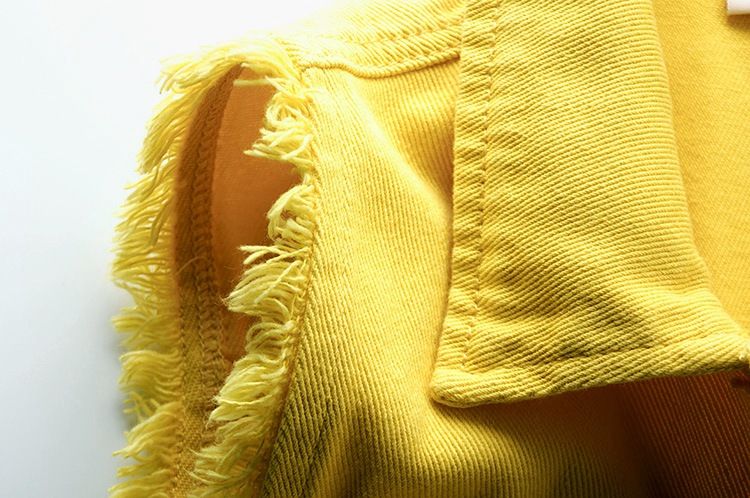Ropa de mujer Chaleco vaquero multicolor Chaqueta corta ajustada sin mangas para mujer Cárdigan superior roto_voghion.com